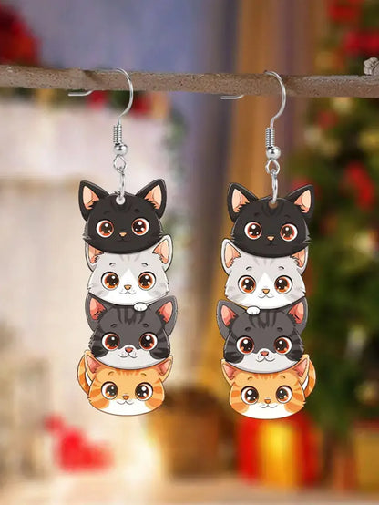 Cute Cartoon Cat Acrylic Earrings
