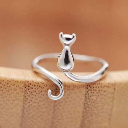 925 Sterling Silver Cat Ring