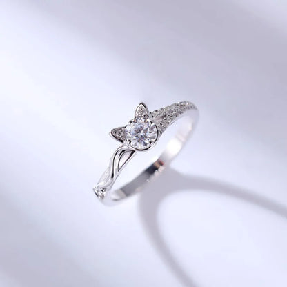 Adorable Cat Moissanite Ring