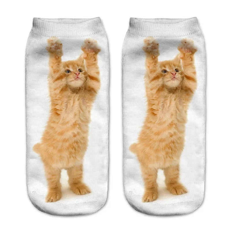 3D Print Cartoon Cat Ankle Socks