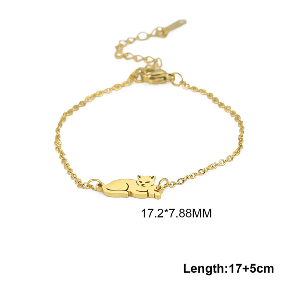 Trendy Stainless Steel Cute Cat Bracelet