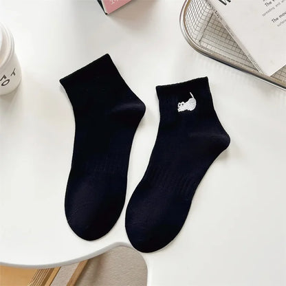 Cute Cat Embroidery Kawaii Short Socks