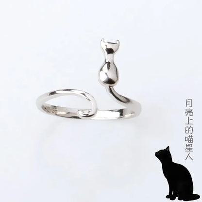 925 Sterling Silver Cat Ring